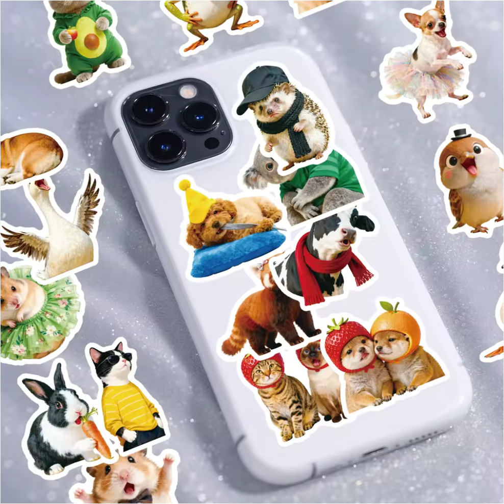 Funny Animal Sticker Pack – 56PCS Cute Waterproof Stickers